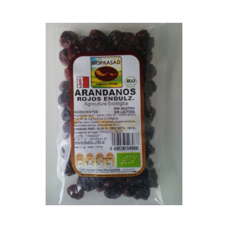 ARÁNDANOS ROJOS SECOS ENDULZADOS 100 GR.