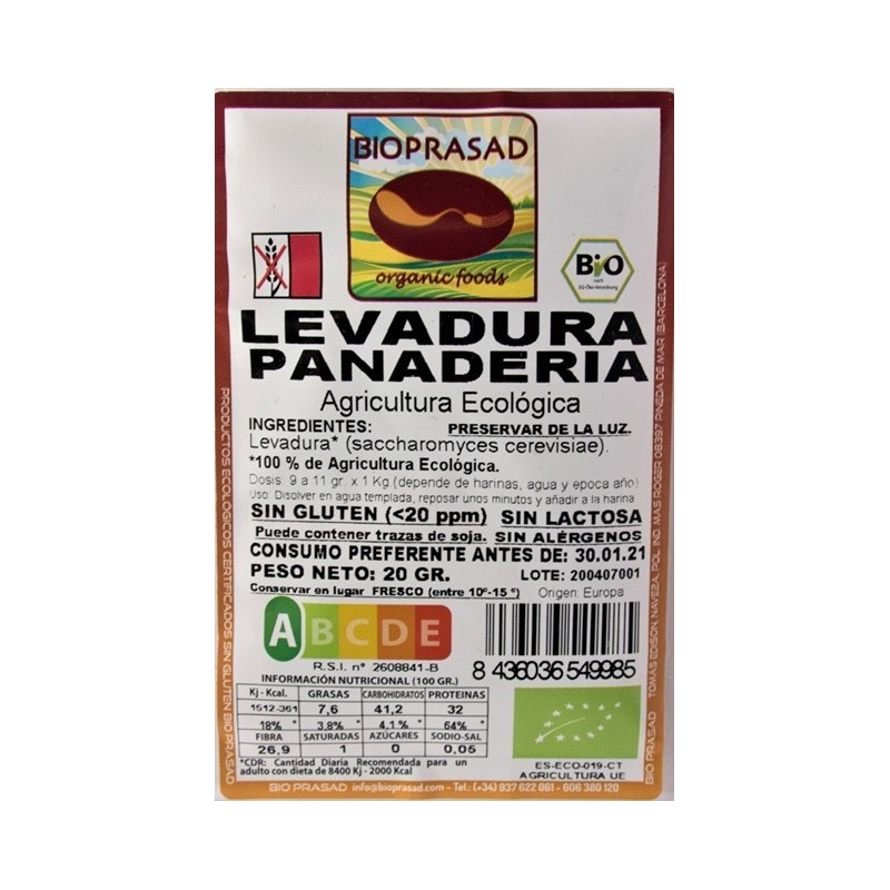 LEVADURA PANADERÍA 20 GR.