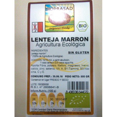 LENTEJA MARRÓN 500 GR.