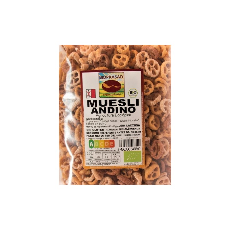 MUESLI ANDINO CON CACAO 150 GR.