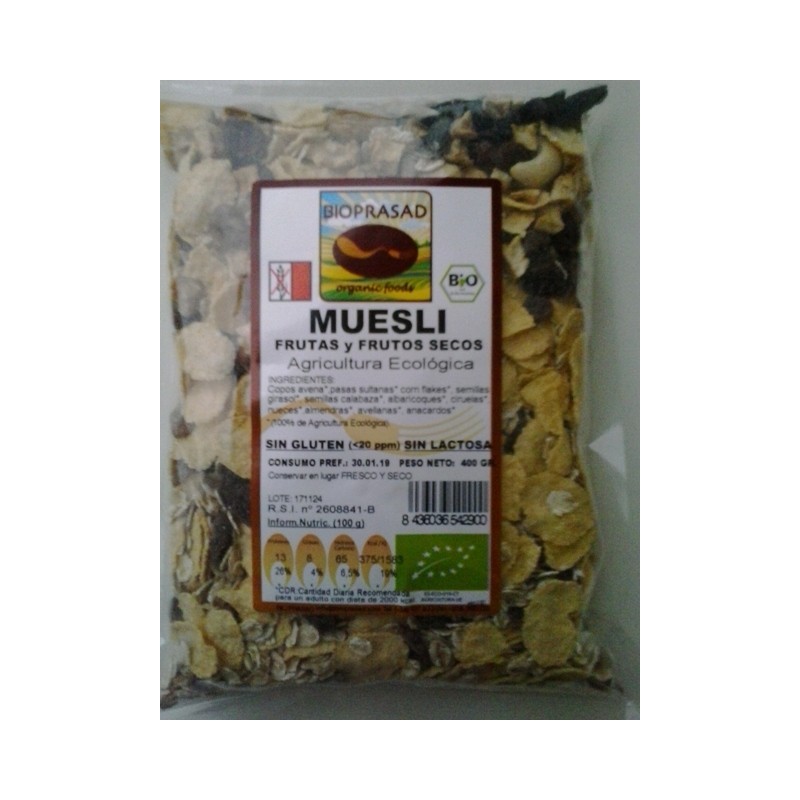 MUESLI AVENA CON FRUTAS Y FRUTOS SECOS 400 GR.