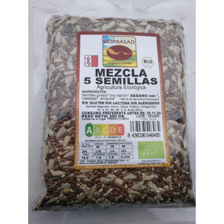 MEZCLA 5 SEMILLAS PAN 250 GR.