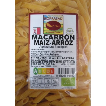 MACARRÓN MAÍZ Y ARROZ INTEGRAL 350 GR.