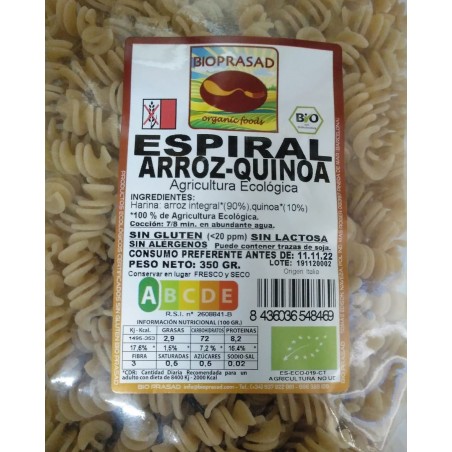 ESPIRAL ARROZ INTEGRAL Y QUINOA 350 GR.