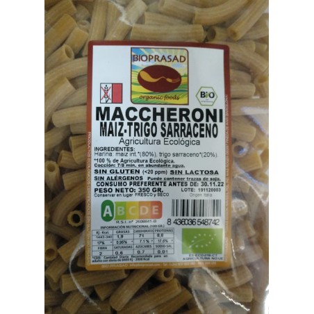 MACHERONI MAÍZ Y TRIGO SARRACENO 350 GR.