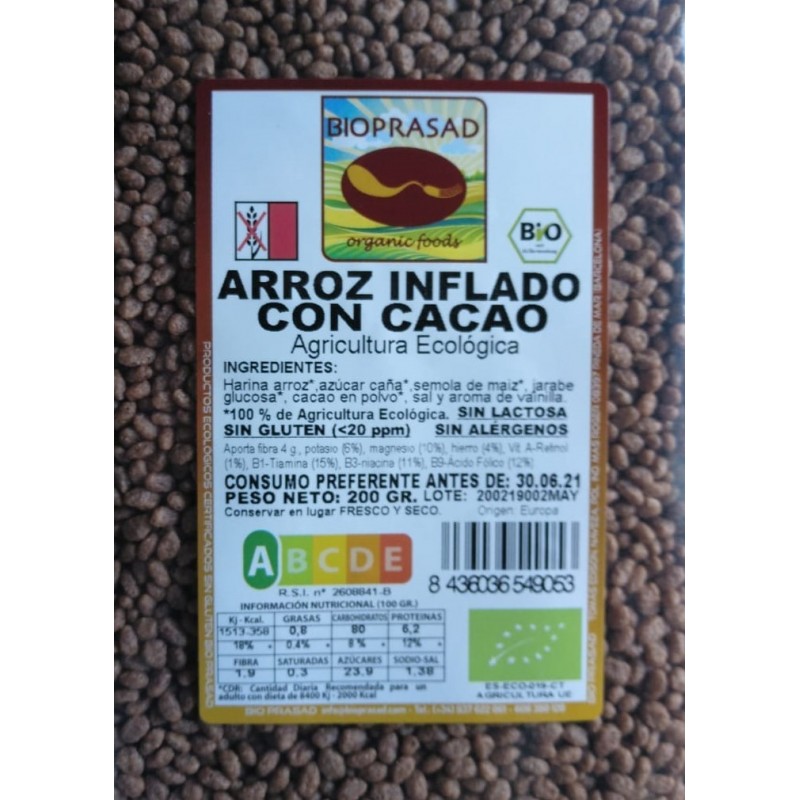 ARROZ INFLAT AMB CACAO 200 GR.