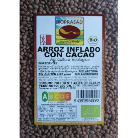 ARROZ INFLADO CON CACAO 200 GR.