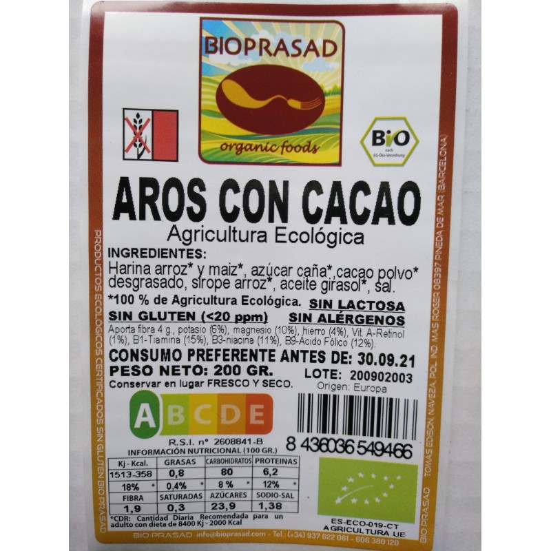 CERCLES CRUIXENTS AMB CACAO 200 GR.