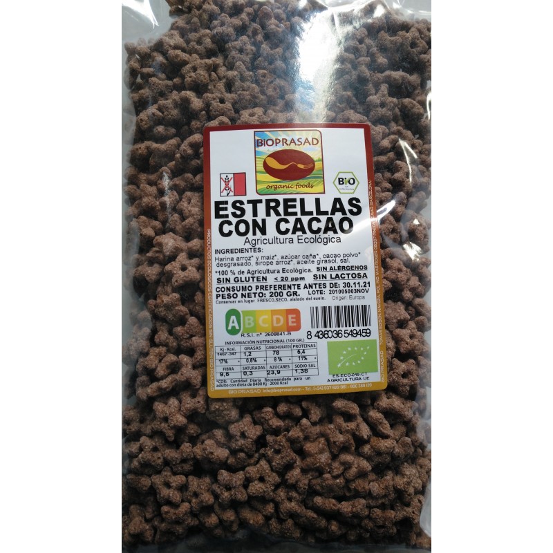 ESTRELLES CRUIXENTS AMB CACAO 200 GR.